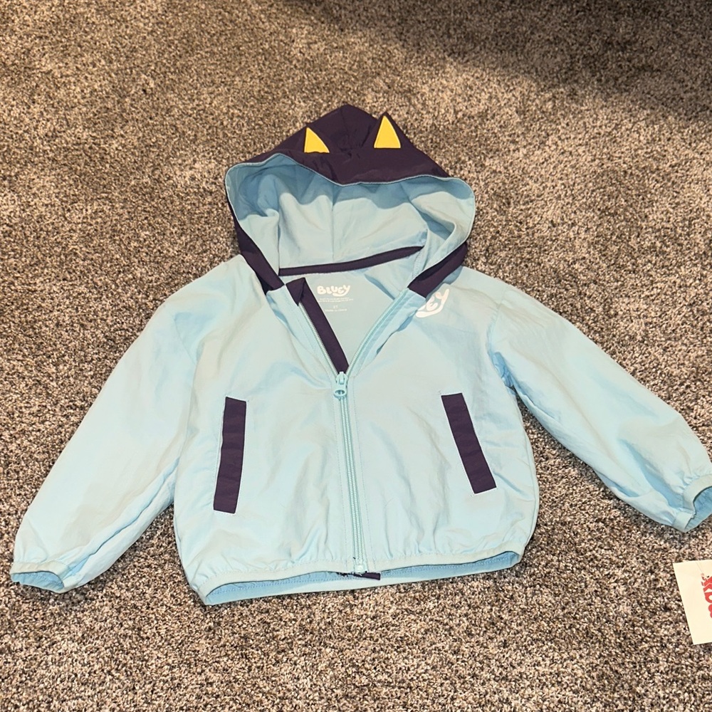 5/$15 Baby Blue Kids Raincoat with Fun Hood